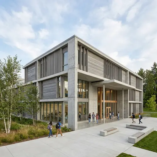 Modern School Building of Concrete & Wood | Architecture Design