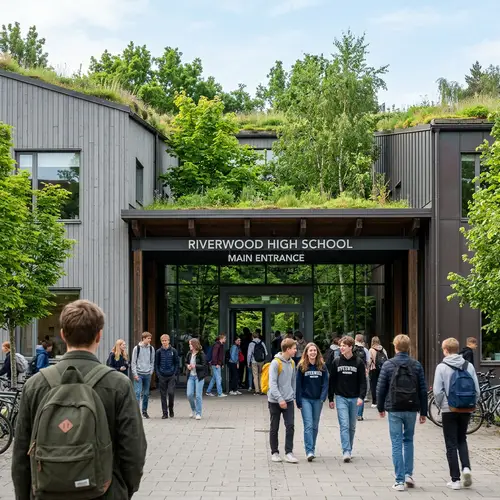 Unique Tree-Like School Building with Green Roof | School Name