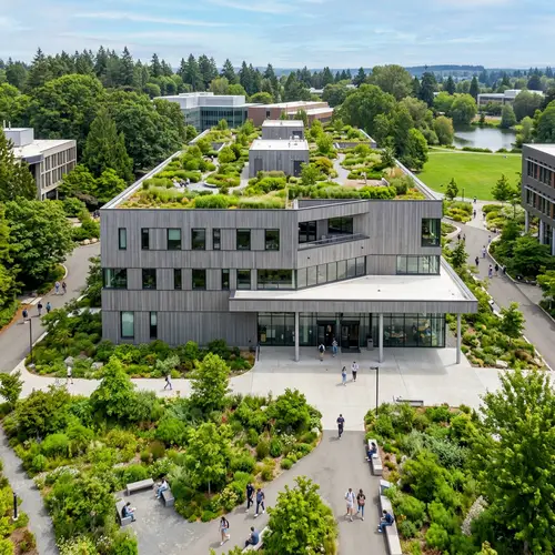 Architectural Minimalism: College Building with Rooftop Gardens