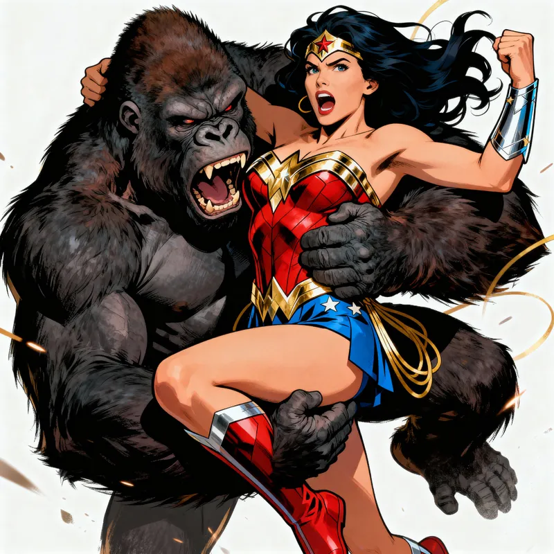 Wonder Woman and the Angry Gorilla Encounter