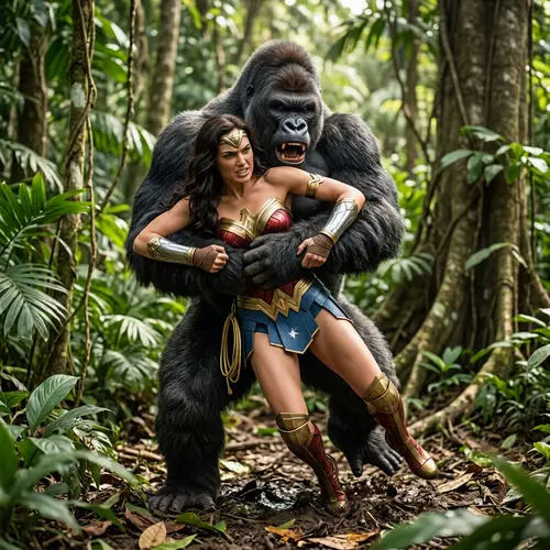 Wonder Woman and the Angry Gorilla Encounter