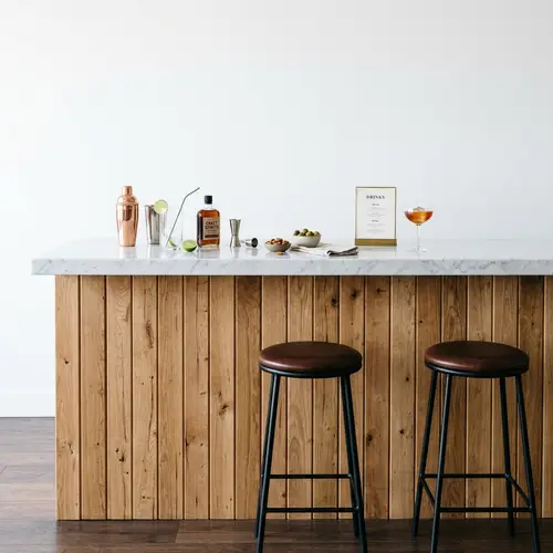 Bar Counter with White Stone Countertop