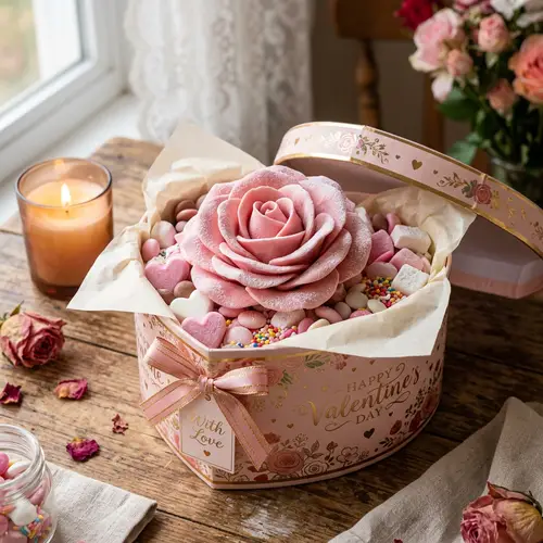 Romantic Valentine's Day Candy Flower in Decorative Box