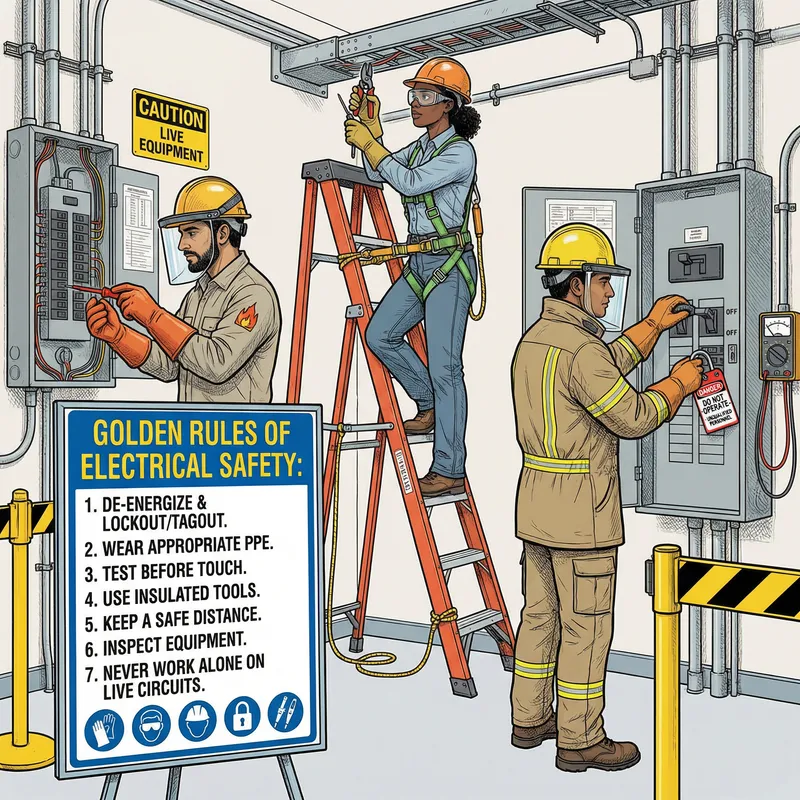 Electric Work Safety Measures: Comprehensive Illustration