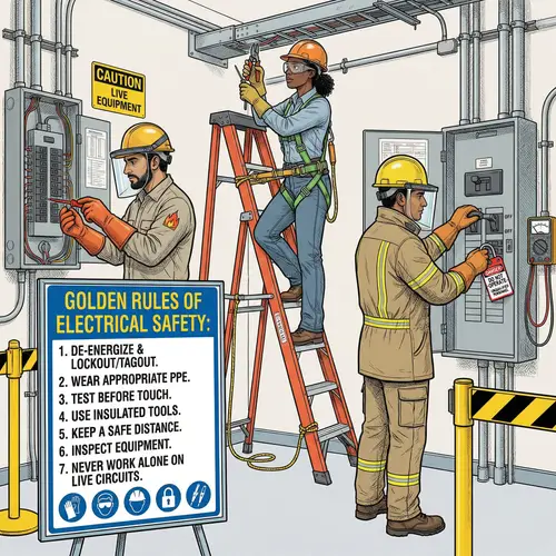 Electrical Safety Measures: Detailed Worksite Illustration