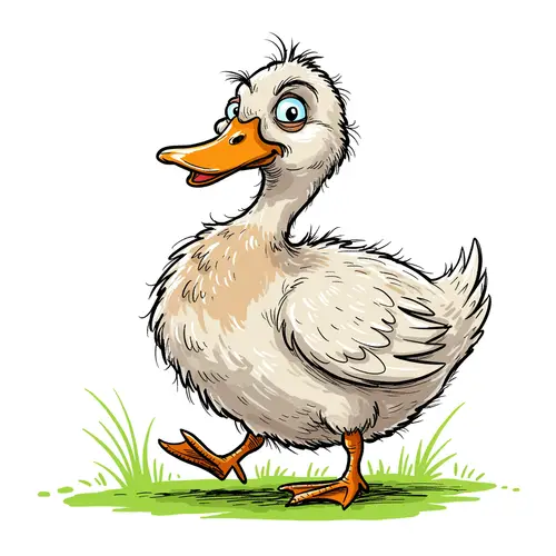 Funny Hand-Drawn Scruffy Duck Illustration