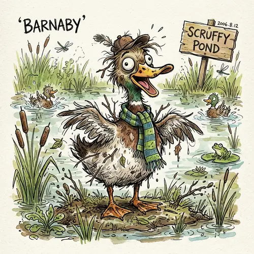 Funny Hand-Drawn Scruffy Duck Illustration