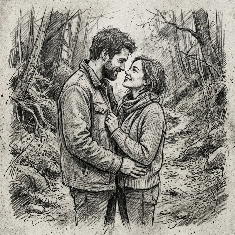 Romantic Pencil Sketch of a Couple