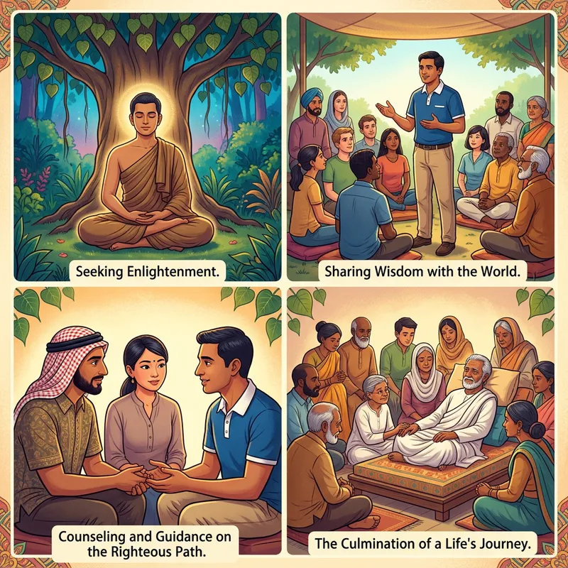 Key Moments of Buddha's Life - Vibrant Illustrative Series