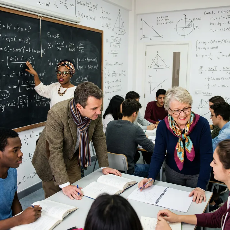 Inspirational Math Teacher with Scarf and Glasses