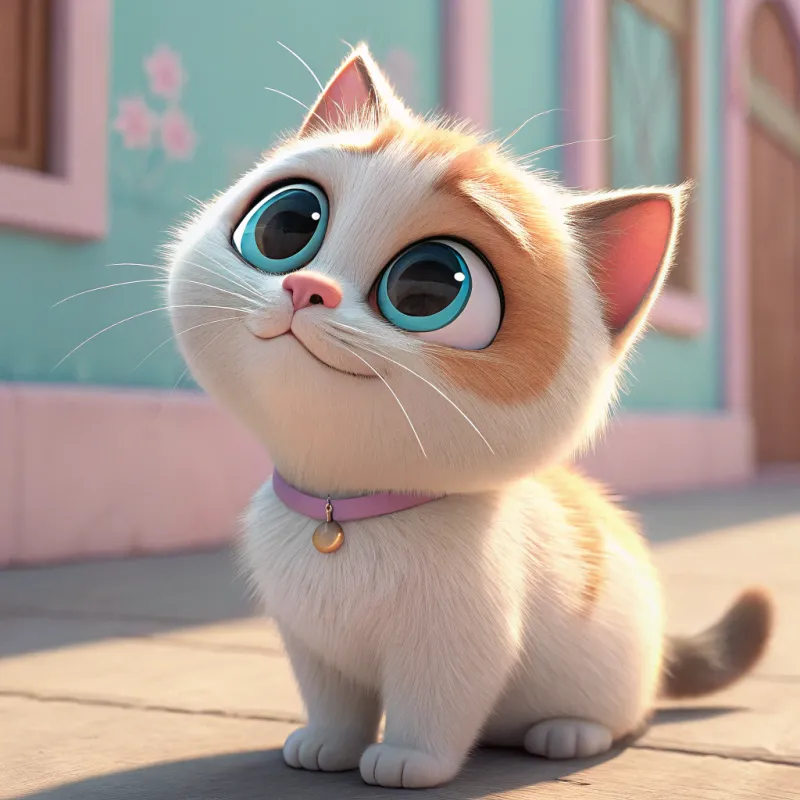 Adorable Animated Cat with Big Sparkling Eyes Adorable Animated Cat with Big Sparkling Eyes