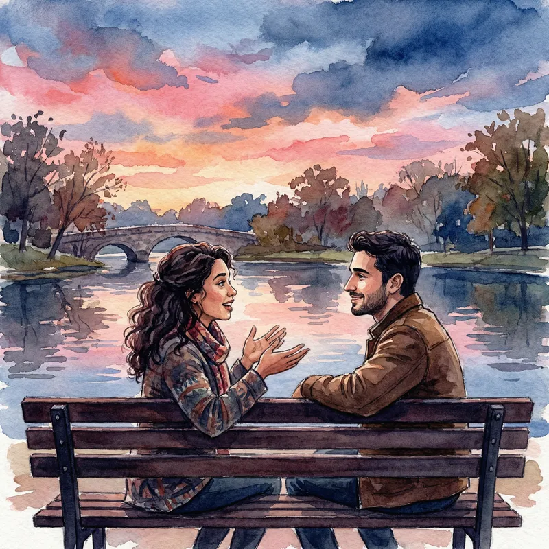 A Captivating Watercolor Love Story in the Park