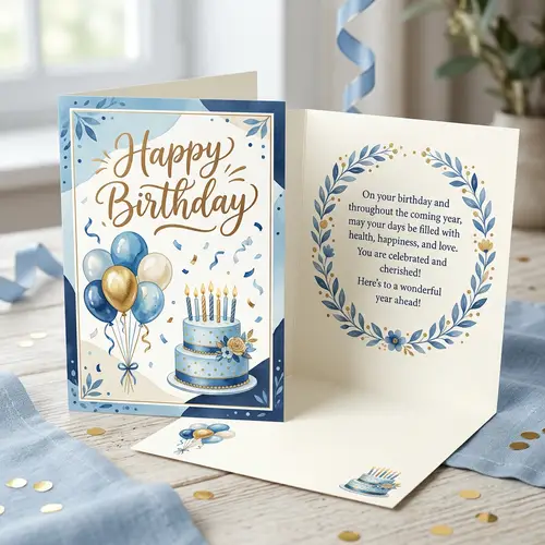 Contemporary Middle-Aged Birthday Greeting Card