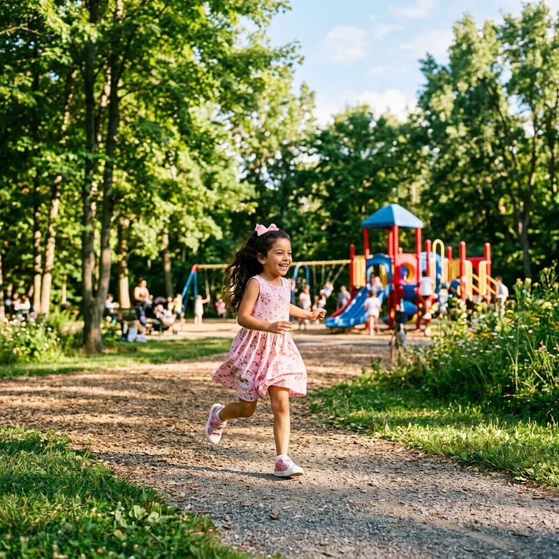 Blissful Hispanic Girl in Sunny Park
