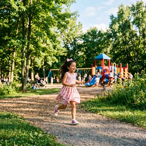 Hispanic Girl Playing Joyfully in Sunny Park