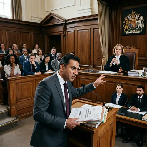 Symbolic Courtroom Prosecution Scene: Legal Drama Unfolds