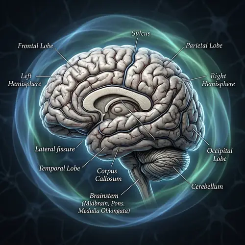 Detailed Human Brain Image - Natural Shades of Grey & White