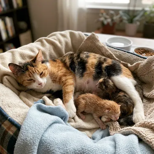 Calico Cat Giving Birth: Heartwarming Newborn Kittens