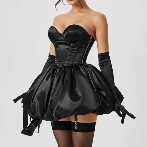 Elegant Strapless Black Cocktail Dress