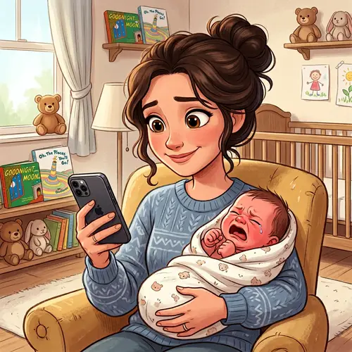 Heartwarming Mother and Baby Cartoon Art