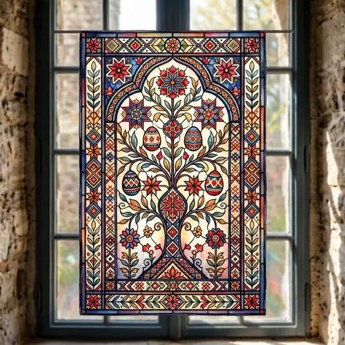 Traditional Ukrainian Stained Glass Watercolor | Tiffany Style