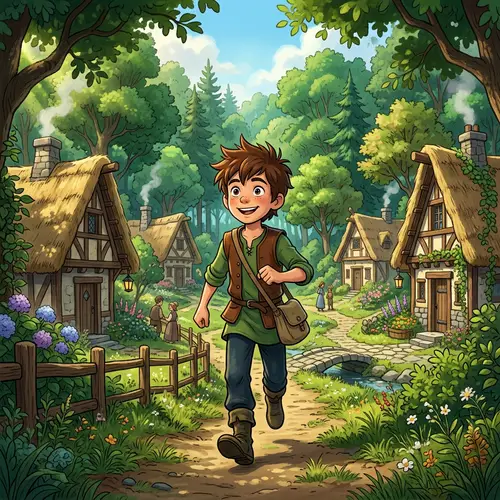Cartoon Character John Living in Quaint Forest Village