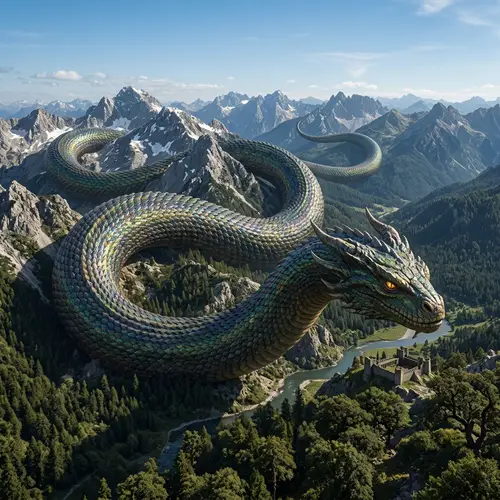 Enormous Mythical Serpent | Ancient Landscape Fantasy