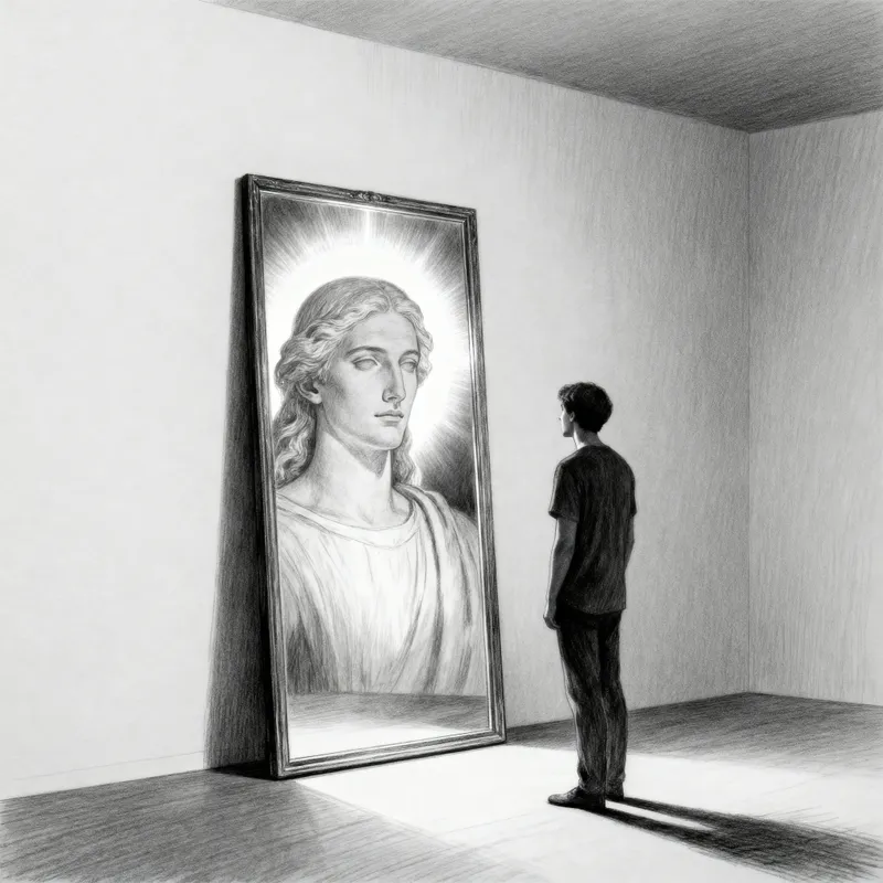 Classic Pencil Drawing of a Reflective Person Classic Pencil Drawing of a Reflective Person