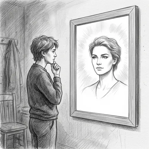 Classic Pencil Drawing of a Reflective Person