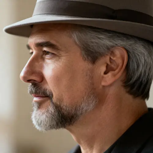 Profile of a 45-Year-Old Man with Gray Hair