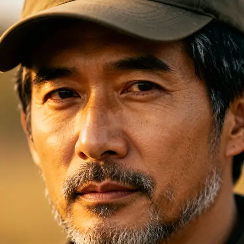 Stylish Man with Graying Beard and Cap