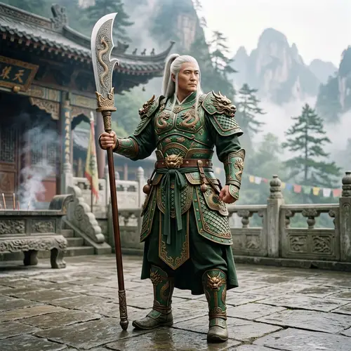 Mystical Monk Character with Polearm Weapon - Insightful Details