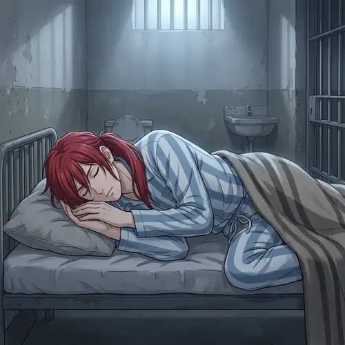 Anime Style Sleeping Male Prisoner Art