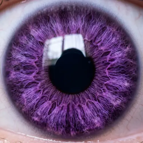 Black Pupil and Purple Iris Eye Close-up