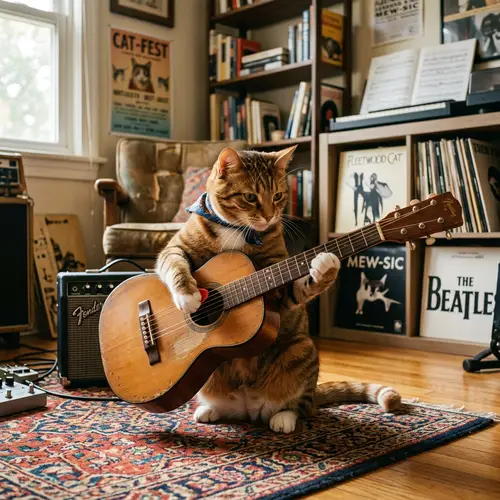 Cat Playing Guitar - Fun and Adorable Moments
