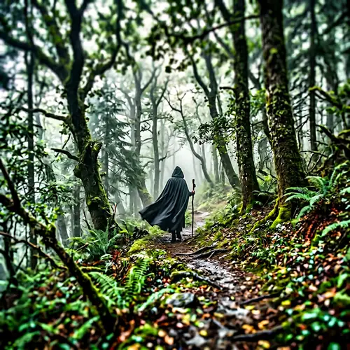 Ethereal Figure in Foggy Forest | Dreamlike Landscape