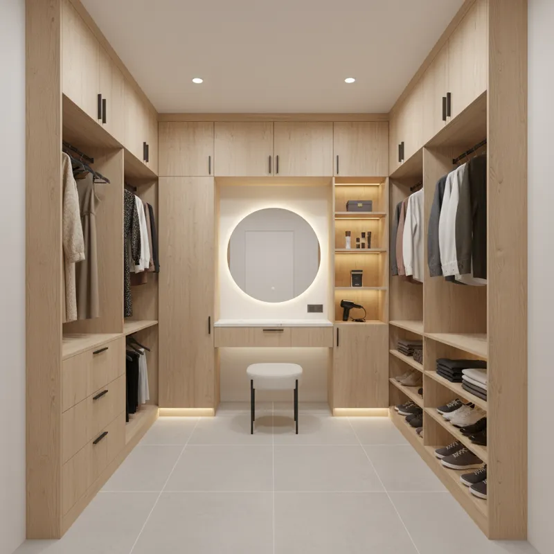 Stylish U-Shaped Wardrobe Design for Bedrooms
