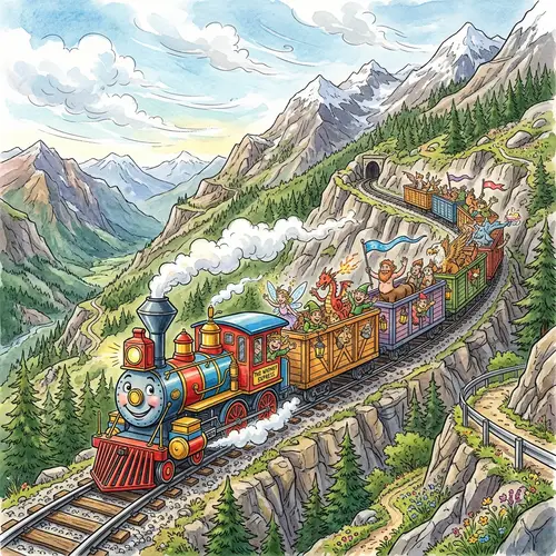 Magical Train Journey through Windy Mountains