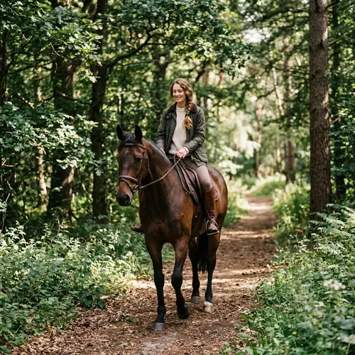 Beautiful Woman Riding a Horse in the Woods