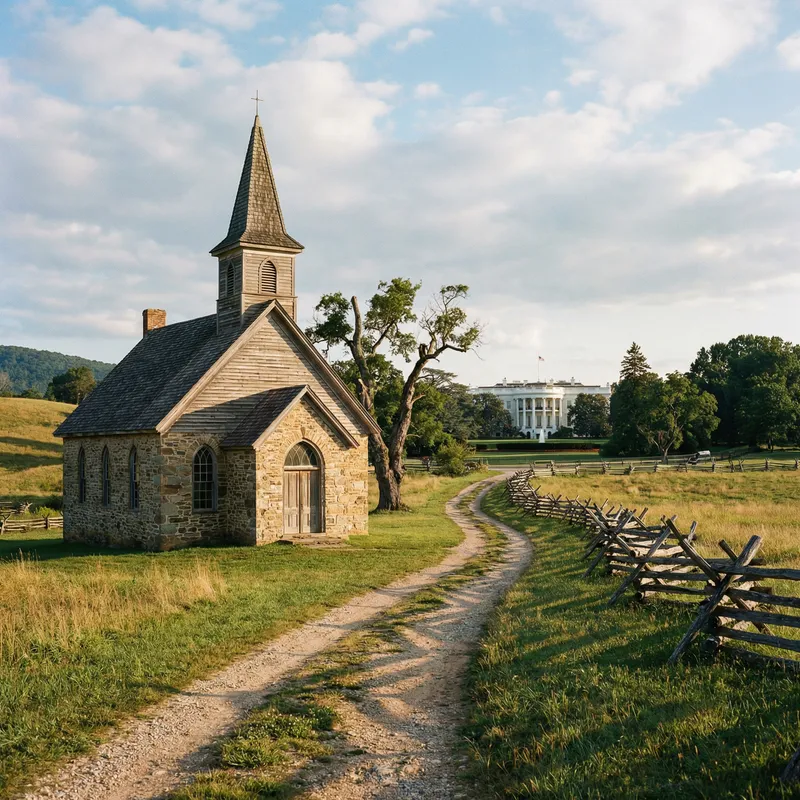 Charming Old Country Church and Its Scenic Path