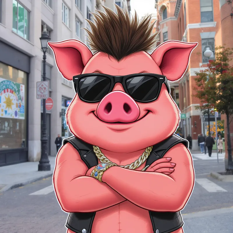 Funny Punk Pig Mascot – Urban Meme Style