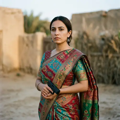 Middle-Eastern Woman in Traditional Saree | Strength & Heritage