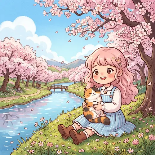 Charming and Adorable Cartoony Character with Twinkling Eyes and Wavy Hair