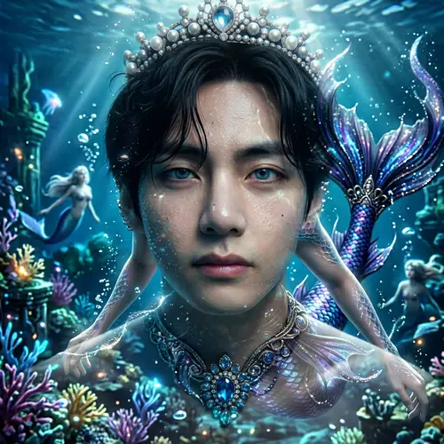 BTS Kim Taehyung: Celestial Merman Portrait