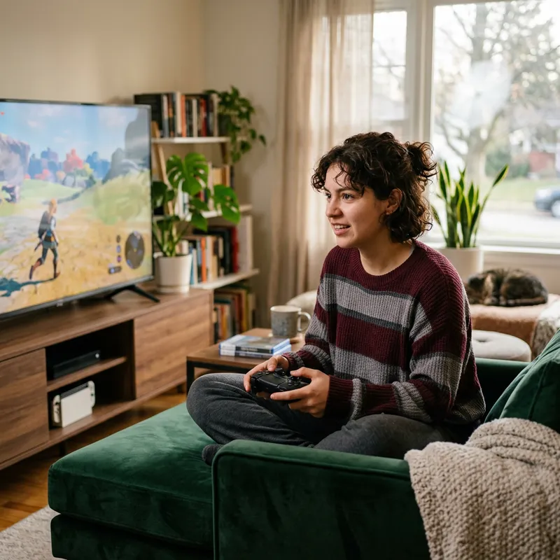 Hispanic Woman Playing Video Game Console - Intense Gaming Session | Enjoying Console Gaming