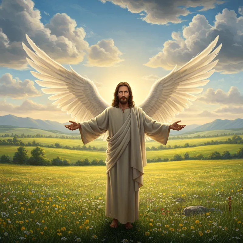Jesús de Nazareno: Winged Savior in a Beautiful Landscape Jesús de Nazareno: Winged Savior in a Beautiful Landscape