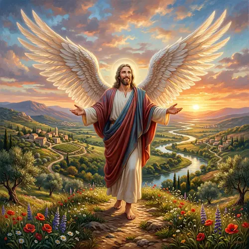 Jesús de Nazareno: Winged Savior in a Beautiful Landscape