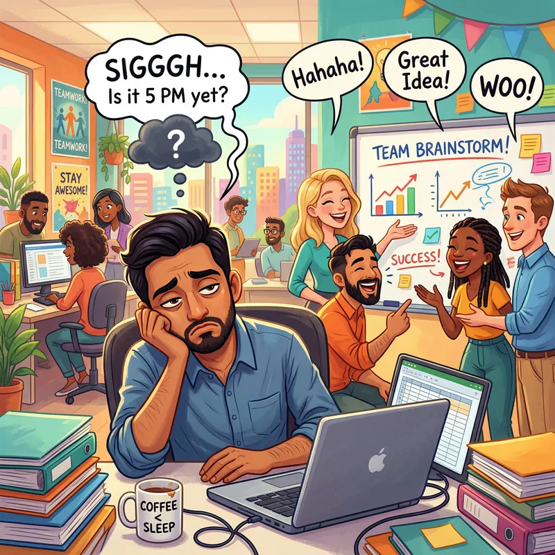 Vibrant Cartoon Office Scene Digital Painting