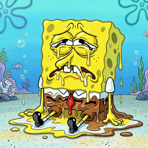 Melting Spongebob Character Art - Fun Underwater Scene
