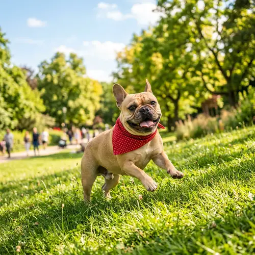 Playful French Bulldog Posing in Sunny Park